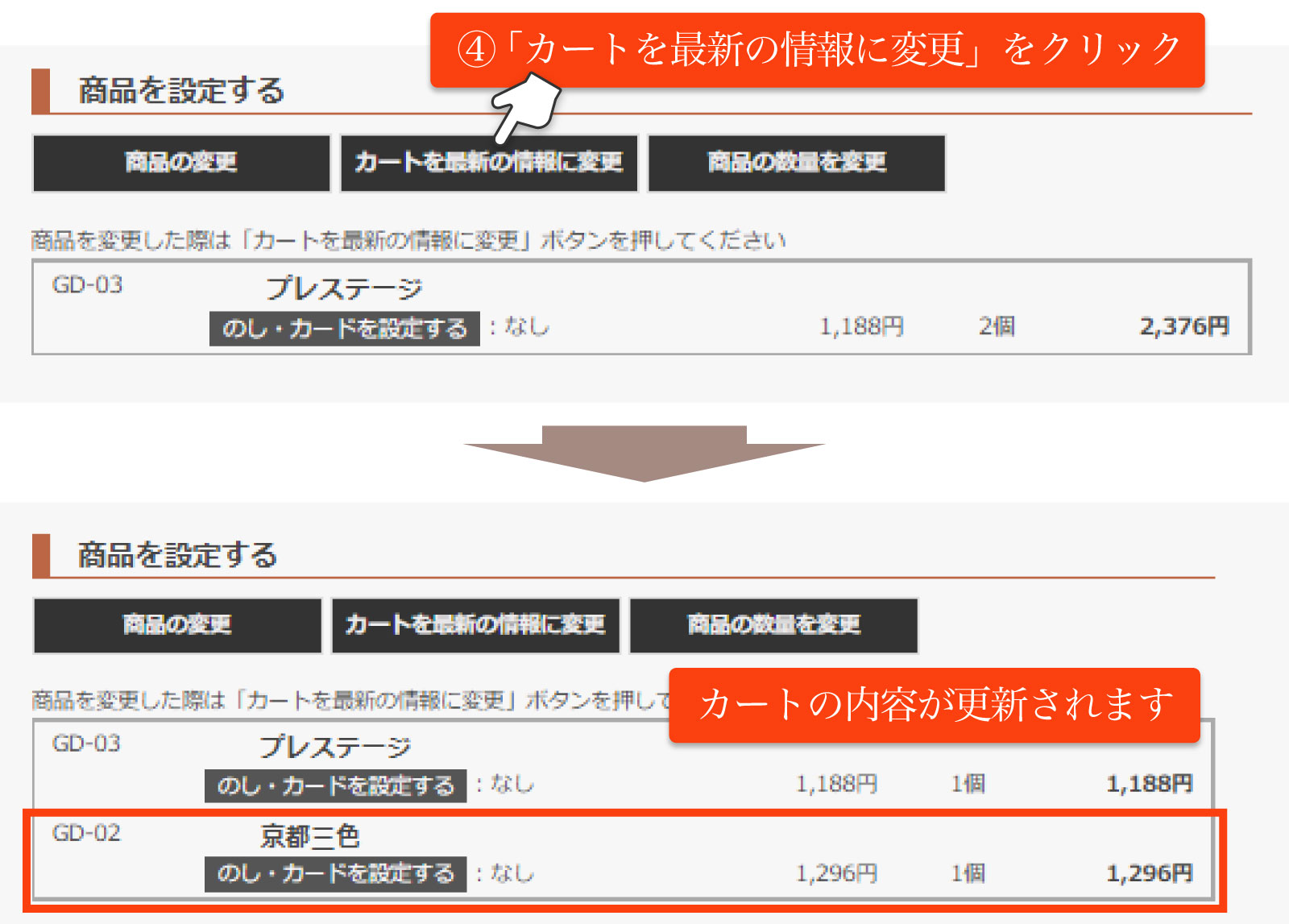 のし、カードを設定する